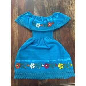 Girls Mexican Embroidered Dress with Ruching - Girls 4